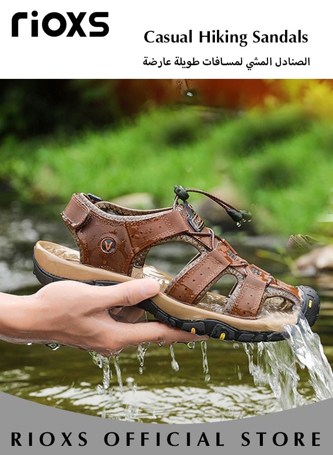 Men's Summer Hollow Roman Flat Sandal Round Open Toe Sandals Comfortable Buckle Sandals With Adjustable Belt