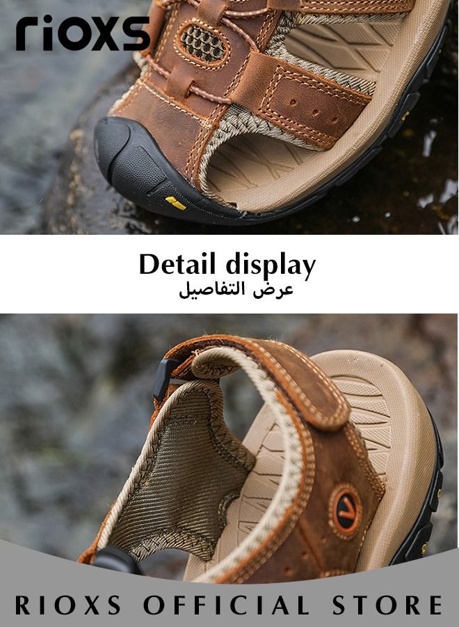 Men's Summer Hollow Roman Flat Sandal Round Open Toe Sandals Comfortable Buckle Sandals With Adjustable Belt