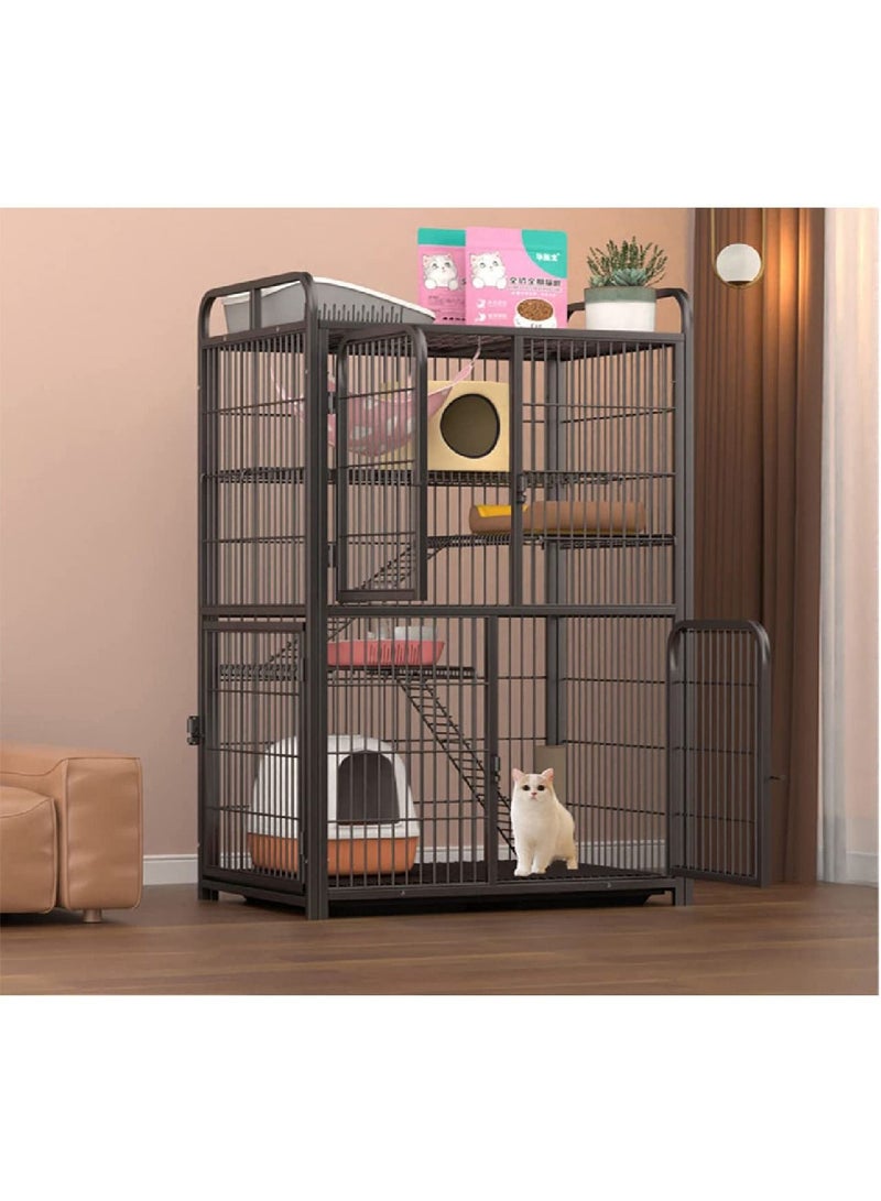 Pet Cage Playpen Box Kennel Crate with Hammock Wheels and Removable Tray for Cats and Dogs