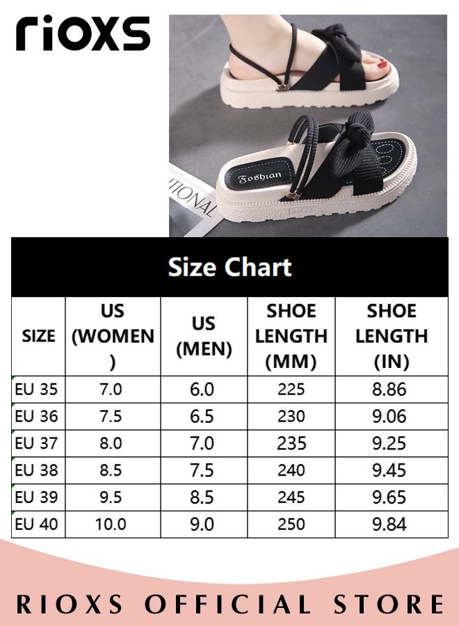 Women's Summer Fashion Flats Bowknot Slippers Casual Open Round Toe Slippers Anti-slip Beach Soft Sole Sandals