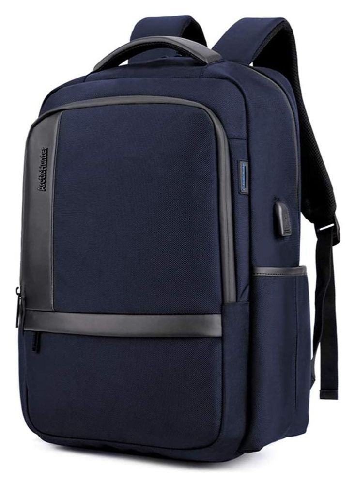 Classic Travel Laptop Backpack, School Bag with USB Charging Port and Laptop Compartment for Men,Blue