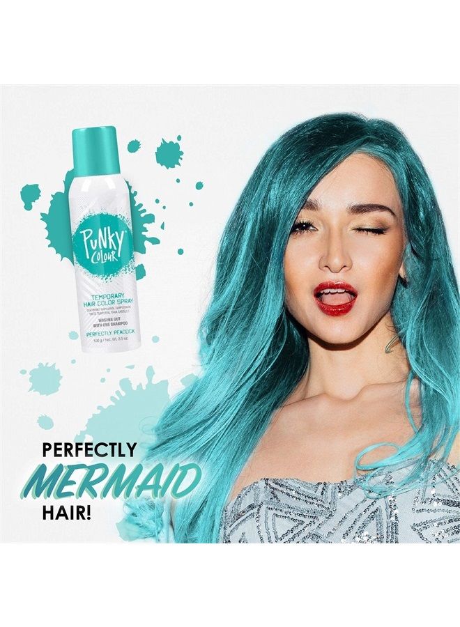 Punky Pastel Temporary Hair Color Spray, Perfectly Peacock, Spray-On Hair Color, Fast-Drying, Non-Sticky, Travel Size Hair Dye for Instant Vivid Hair Color, 3.5 oz, 1-Pack