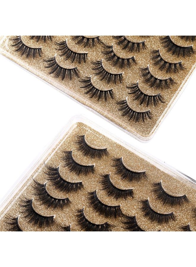 Eyelashes 3D False Lashes Fluffy Natural to Thick Faux Mink Lashes 20 Pairs Pack 17-20MM Long Wispy Crossed Fake Eyelashes 5 Styles Handmade Eye Lashes by Yawamica