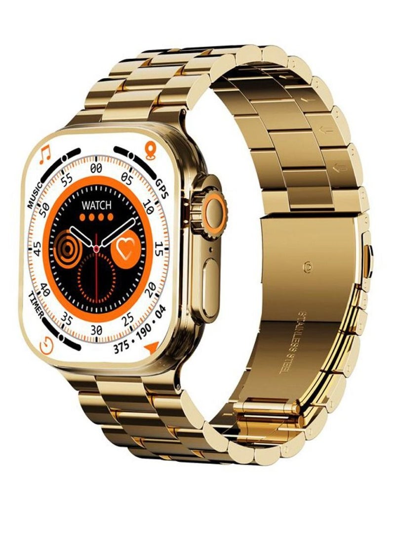Gold Edition Bluetooth Call IP68 Waterproof Heart Rate Monitor Full Display Smartwatch