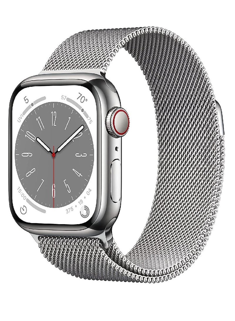 Bluetooth Call Stainless Steel Milanese Loop Sports Fitness Tracker Water Resistant Smartwatch For IOS Android - Silver