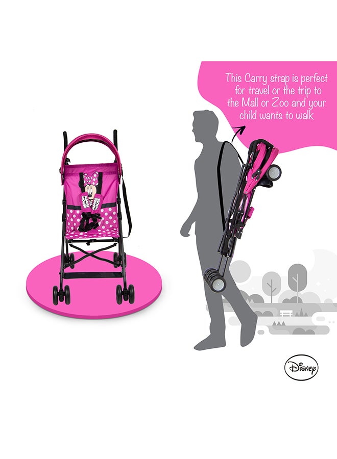 Minnie Mouse Lightweight Buggy Stroller 3 - 36 Months, Pink, Rear Breaks, Shoulder Strap