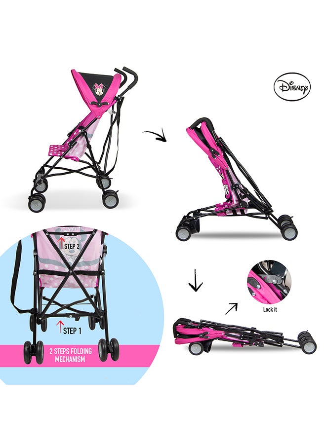 Minnie Mouse Lightweight Buggy Stroller 3 - 36 Months, Pink, Rear Breaks, Shoulder Strap