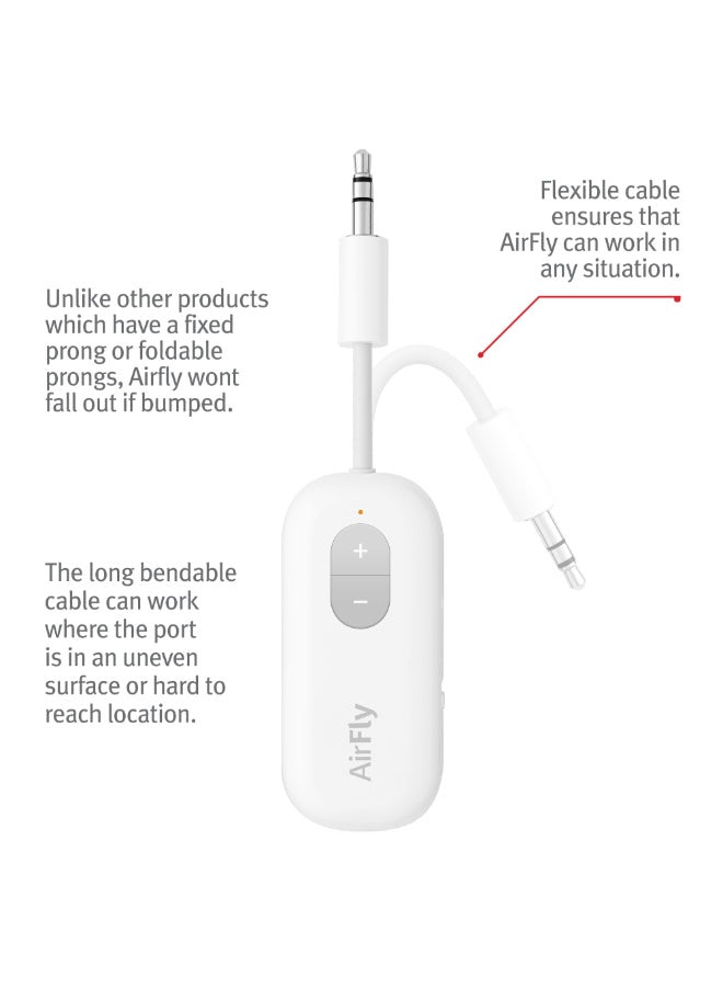 AirFly SE Bluetooth Wireless Audio Transmitter for AirPods /Wireless Headphones,  20+Hrs Playtime, Use with any 3.5 mm Audio Jack on Airplanes, Gym Equipment or iPad/Tablets