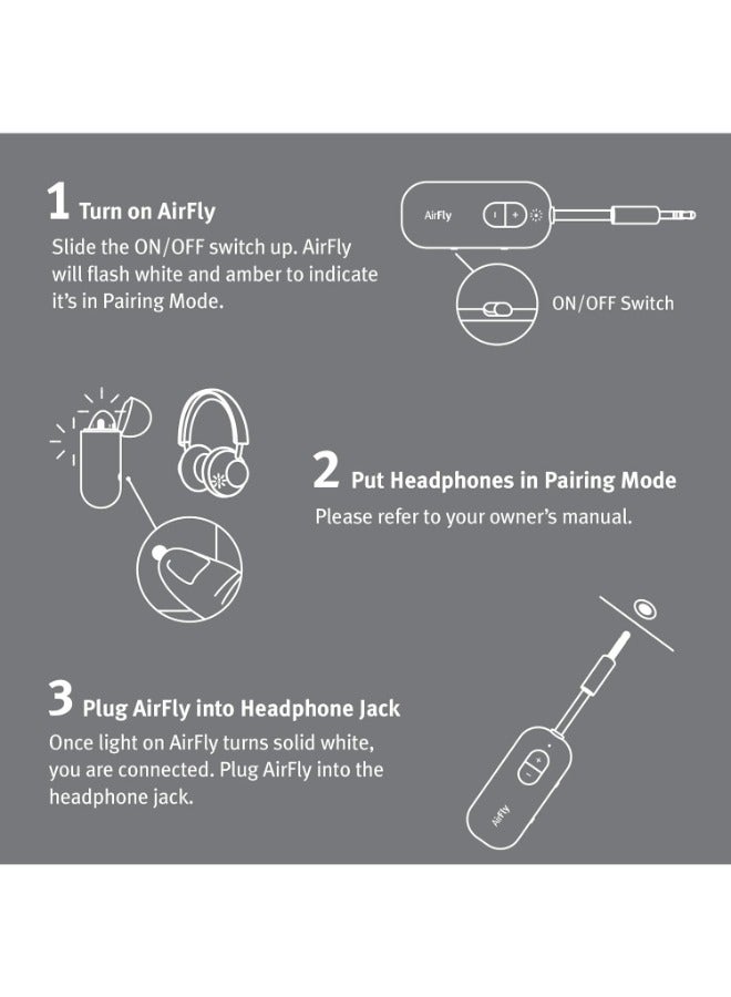 AirFly SE Bluetooth Wireless Audio Transmitter for AirPods /Wireless Headphones,  20+Hrs Playtime, Use with any 3.5 mm Audio Jack on Airplanes, Gym Equipment or iPad/Tablets