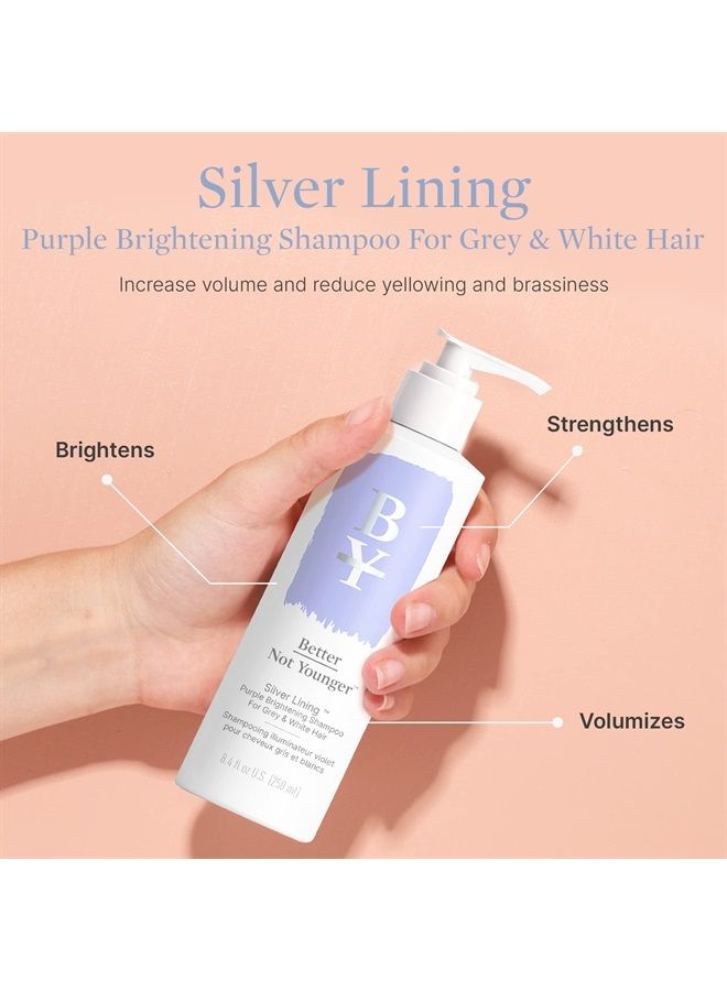 Silver Lining Purple Shampoo - Sulfate-Free Purple Shampoo for Blonde Hair w Burdock Root, Bamboo, Sage, & Hops - Cruelty-Free White & Grey Hair Shampoo, 8.4 Fl Oz