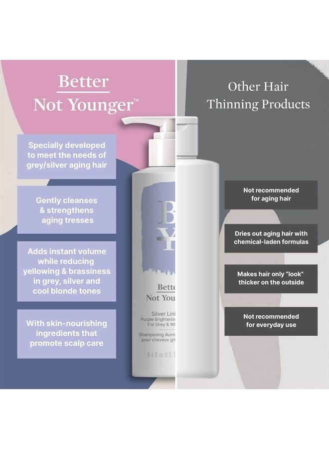Silver Lining Purple Shampoo - Sulfate-Free Purple Shampoo for Blonde Hair w Burdock Root, Bamboo, Sage, & Hops - Cruelty-Free White & Grey Hair Shampoo, 8.4 Fl Oz