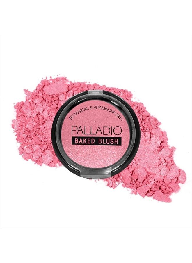 Baked Blush, Highly Pigmented Shimmery Formula, Easy to Blend and Highly Buildable, Apply Dry for a Natural Glow or Wet for a Dramatic Luminous Look, Long Lasting for All day Wear, Blushin