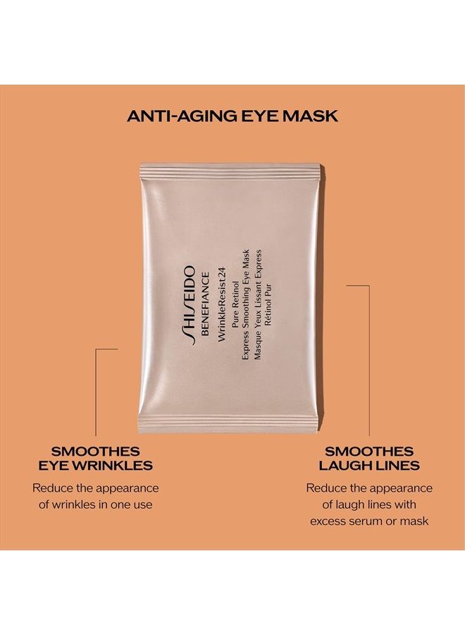 Benefiance WrinkleResist24 Pure Retinol Express Smoothing Anti-Aging Eye Mask, 12 Counts of 2 Eye Masks