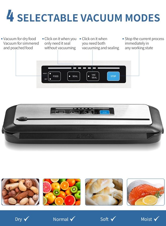 INKBIRD Vacuum Sealer Machines 80kpa One-touch Automatic Food Preserving Machine with Sealer Bags Storage Built-in Cutter Vacuum Packer Machine for Sous Vide Cooking Dry and Moist Food Modes