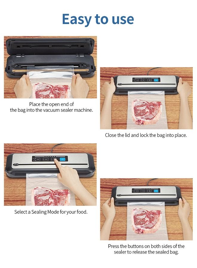 INKBIRD Vacuum Sealer Machines 80kpa One-touch Automatic Food Preserving Machine with Sealer Bags Storage Built-in Cutter Vacuum Packer Machine for Sous Vide Cooking Dry and Moist Food Modes