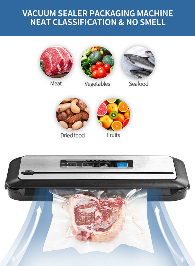 INKBIRD Vacuum Sealer Machines 80kpa One-touch Automatic Food Preserving Machine with Sealer Bags Storage Built-in Cutter Vacuum Packer Machine for Sous Vide Cooking Dry and Moist Food Modes