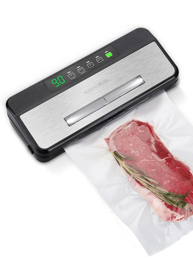 INKBIRD INK-VS03 Food Vacuum Sealer Machine, Sealing Time Display, 80KPA Strong Suction, Automatic Vacuum Sealer with Starter Kit for Food Storage and Sous Vide