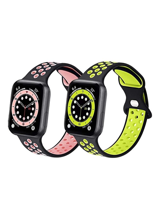 2-Piece Replacement Bands For Apple Watch SE/6/5/4/3/2/1 42/44 mm Multicolour