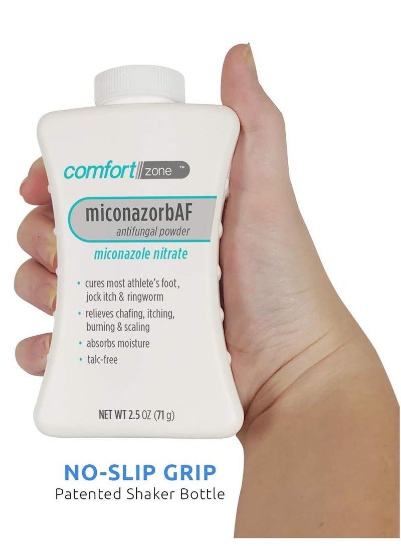 Comfort Zone Miconazorb Antifungal Powder Talc Free Miconazole Nitrate 2% For Treatment Of Athletes Foot Jock Itch And Ringworm 2.5oz 71g 3 Pack