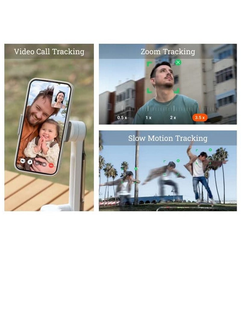 Insta360 Flow Al-Powered Smartphone Gimbal Stabilizer with 3-Axis Stabilization Deep Track 3.0 1-Step Rapid Deploy Built-In Selfie Stick & Tripod Smart Wheel Control - White