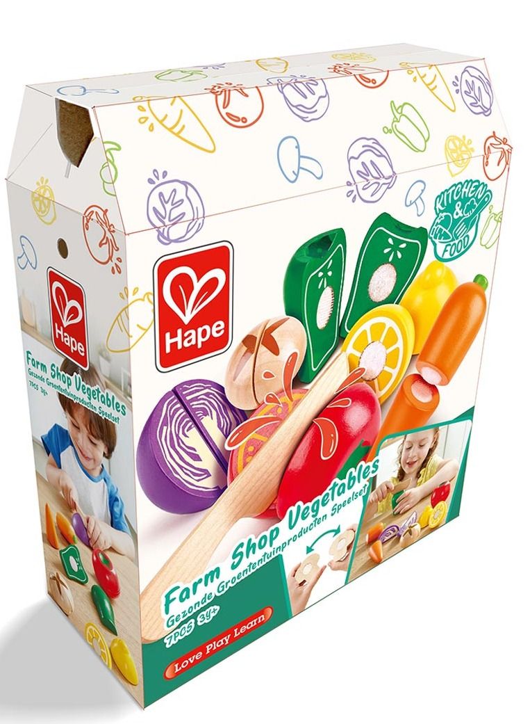 Hape Farm Shop Vegetables Kitchen and Food Wooden Playset 7pcs