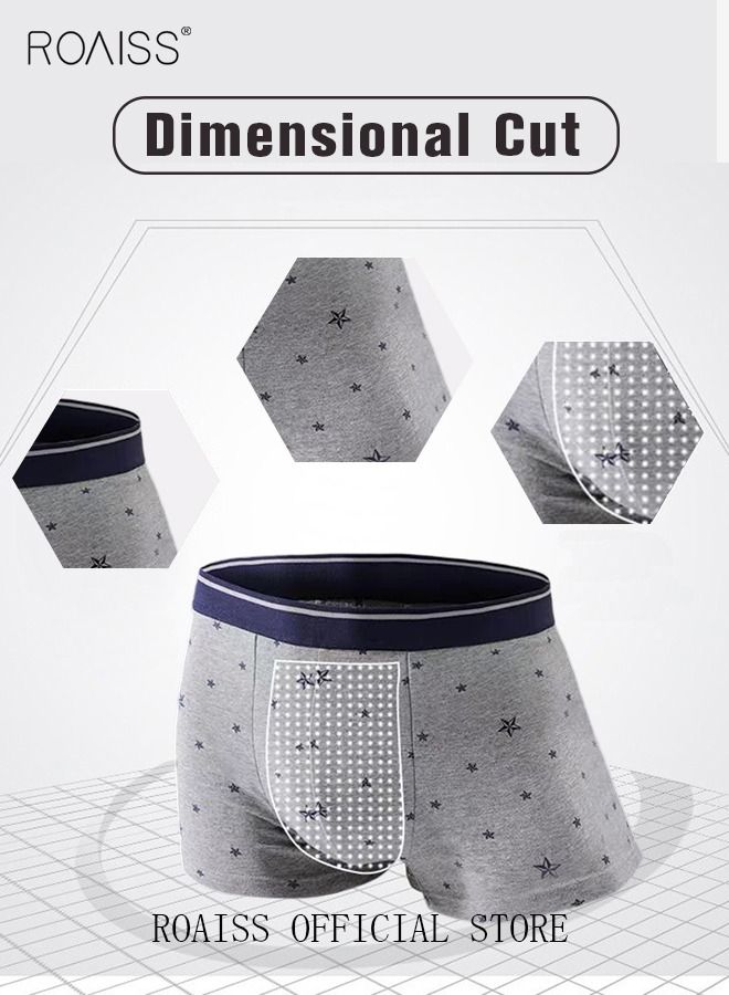 4 Packs of Men Boxer Briefs Shorts Breathable Soft Underwear Summer High Stretch Seamless Underwear