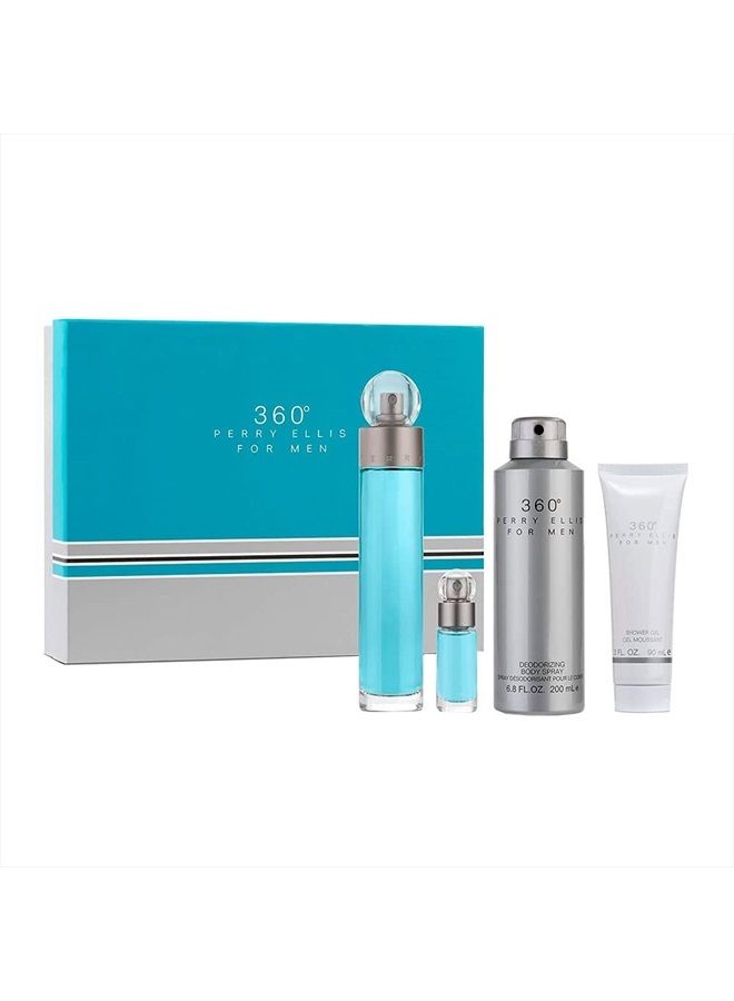 360 4 Piece Set For Men (3.4 Eau Di Toilette + 3.0 After Shave Balm + Deo Stickk + 75 Ml Eau Di Toilette Spray)
