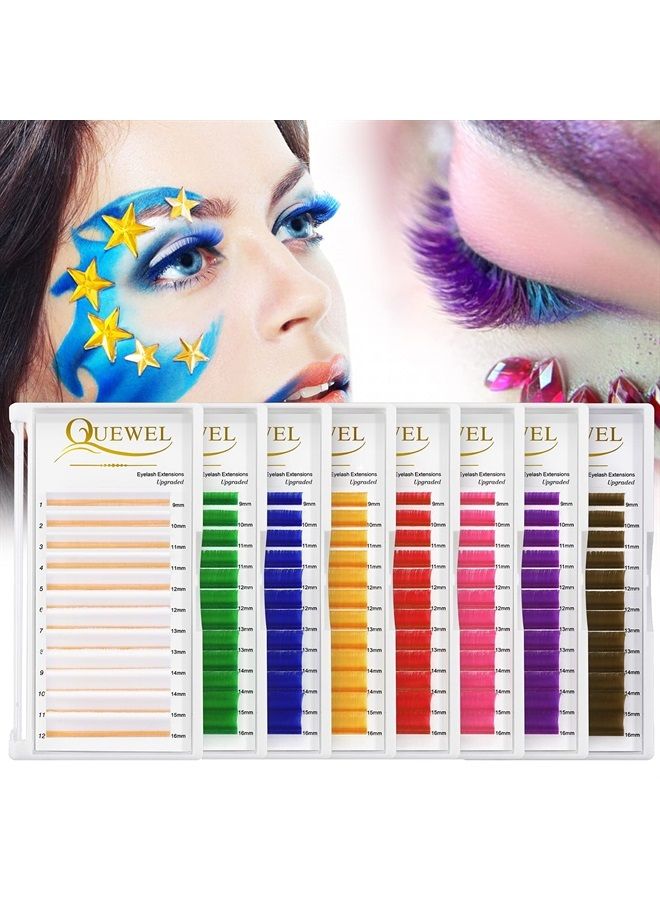 Easy Fan Volume Lashes .07 D Curl Brown Volume Lash Extensions 9-16mm Mixed Lash Tray Color Lashes Extension Self Fanning 2D-10D Volume Eyelash Extensions by QUEWEL (Brown 0.07 D 9-16mm)