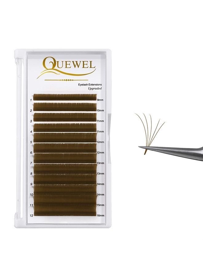 Easy Fan Volume Lashes .07 D Curl Brown Volume Lash Extensions 9-16mm Mixed Lash Tray Color Lashes Extension Self Fanning 2D-10D Volume Eyelash Extensions by QUEWEL (Brown 0.07 D 9-16mm)