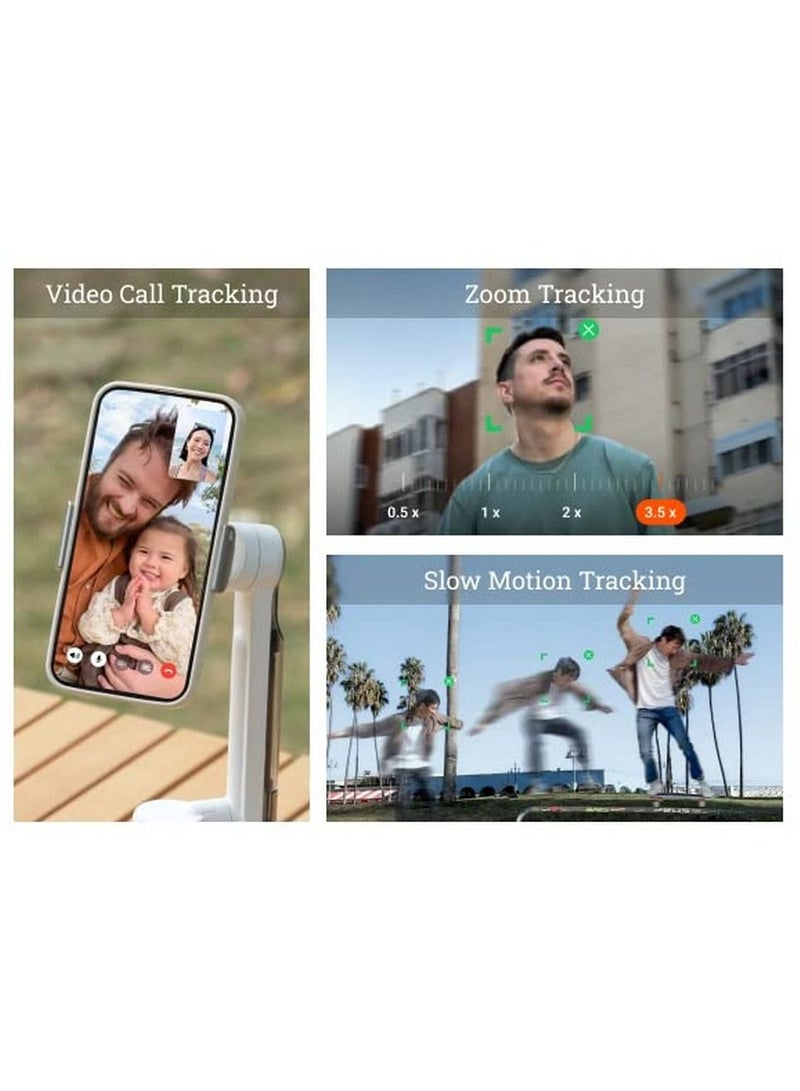Insta360 Flow Al-Powered Smartphone Gimbal Stabilizer with 3-Axis Stabilization Deep Track 3.0 1-Step Rapid Deploy Built-In Selfie Stick and Tripod - Stone Gray
