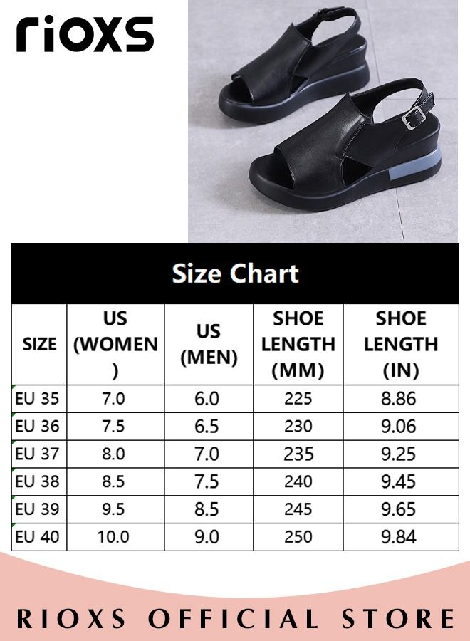 Women's Fashion Wedge Sandals Casual Non-Slip Thick Sole Platform Sandals Lightweight Open Toe Ankle Strap Sandals