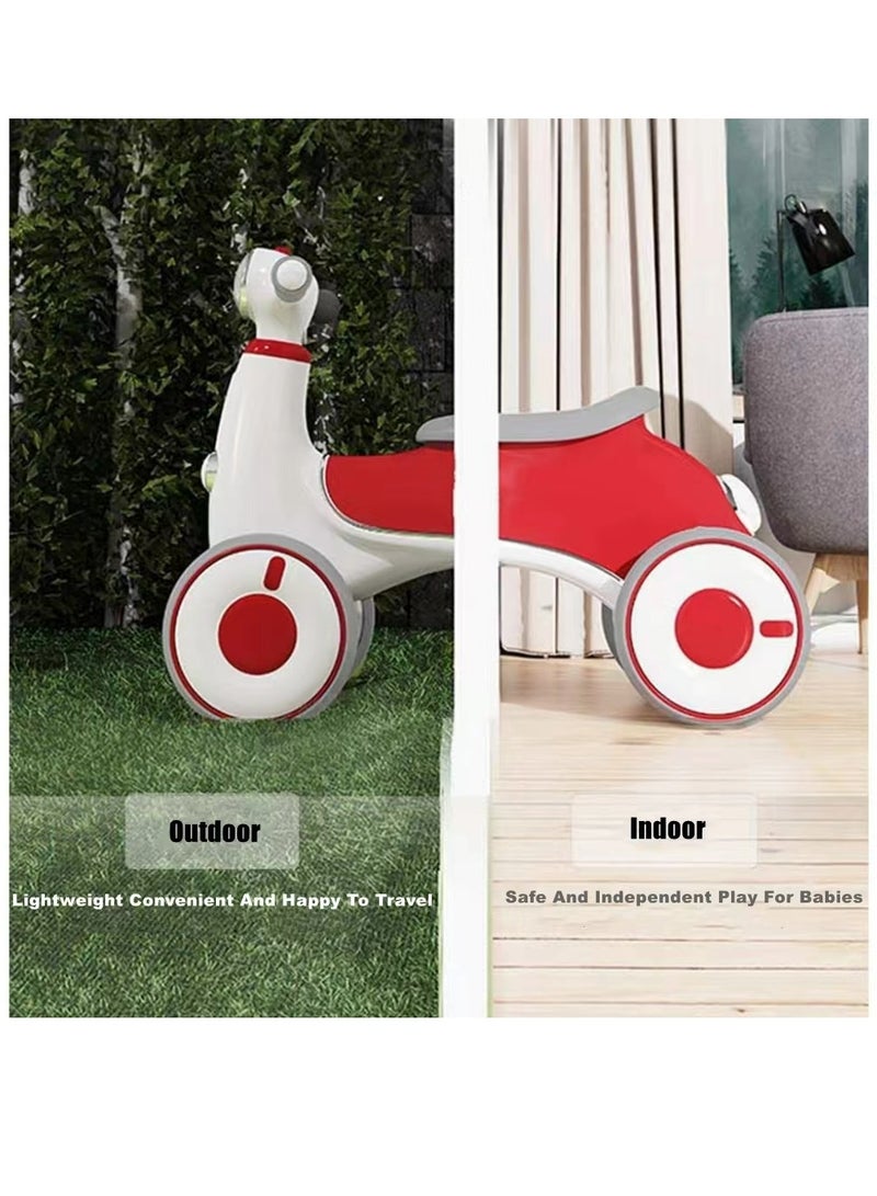 COOLBABY Baby Balance Bike for 1-3 Years Boys and Girls Safety Upgrade Baby Bike for 12-36 Months 4 Wheels Balance Bike No Pedal Toddler Bike with Music and Lights