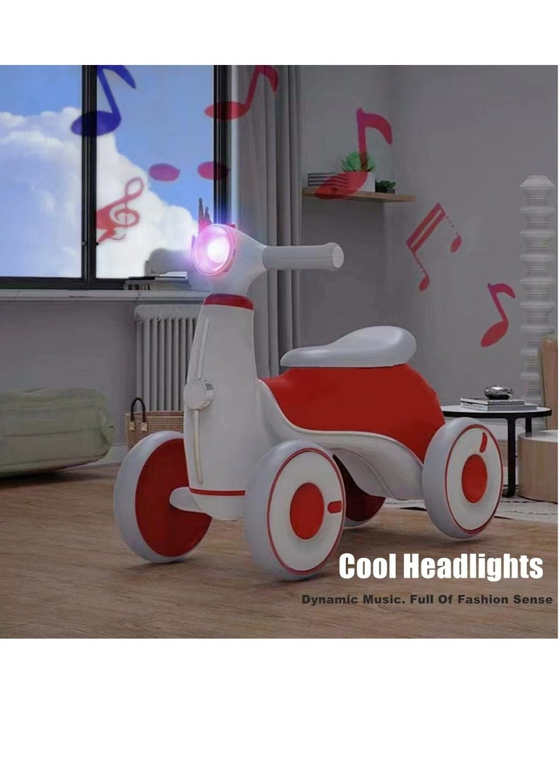 COOLBABY Baby Balance Bike for 1-3 Years Boys and Girls Safety Upgrade Baby Bike for 12-36 Months 4 Wheels Balance Bike No Pedal Toddler Bike with Music and Lights