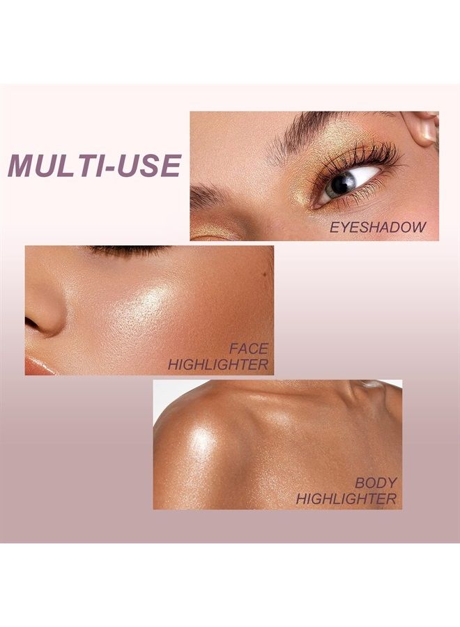 Baked Highlighter Powder Palette, Sheer Pearl Shimmer Shades for Face Highlighter Makeup, Highly Pigmented Iluminadores de Maquillaje, 0.19 Oz(Pack of 1)