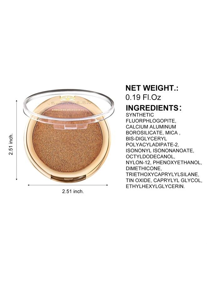 Baked Highlighter Powder Palette, Sheer Pearl Shimmer Shades for Face Highlighter Makeup, Highly Pigmented Iluminadores de Maquillaje, 0.19 Oz(Pack of 1)