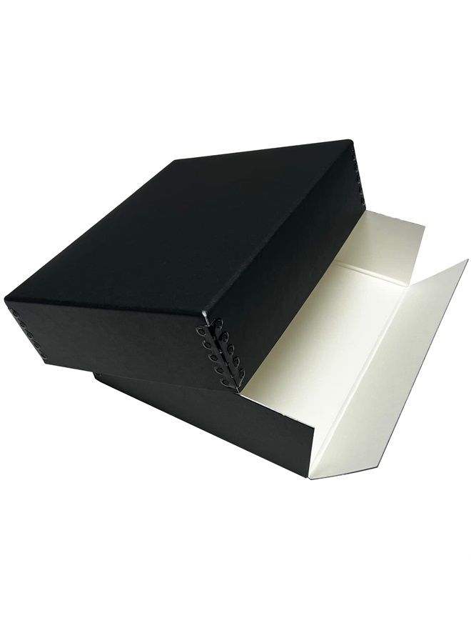 , 8x10 Museum Archival Storage Box, Drop Front Design with Metal Edge, Acid-Free, Protector for Photos, Documents, Crafts, DIY, Black