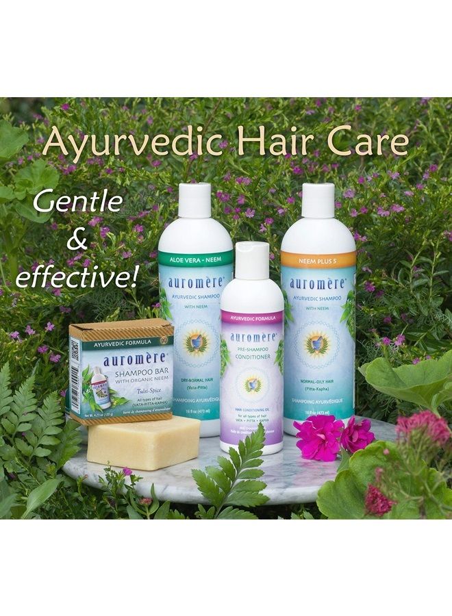 Ayurvedic Shampoo, Neem + 5 - Vegan, Cruelty Free, Non-GMO, Natural, Gluten Free, Sulfate Free, Paraben Free for Normal to Oily Hair (16 fl oz), 1 Pack