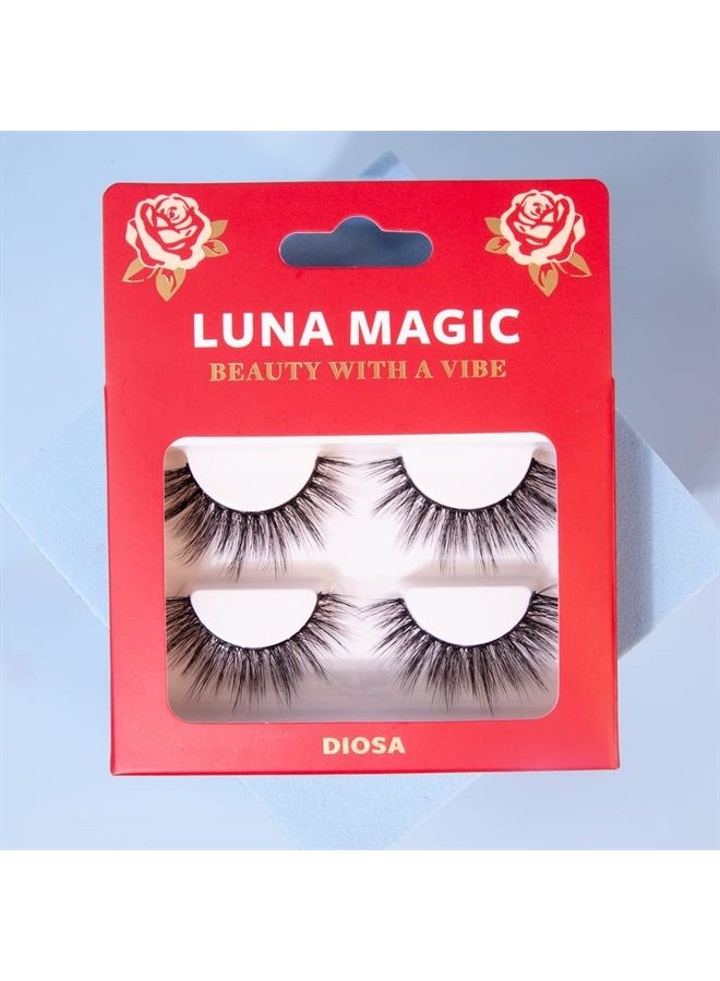 Diosa Faux Mink Wispy Lashes, Reusable, 3 Pack