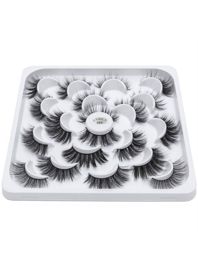 Mink Lashes -10 Pairs 6D Faux Lashes Pack - Self Adhesive Eyelashes Fake Lashes Natural Look Reusable False Eyelashes Wispy Fluffy Cat Eye |Mixed