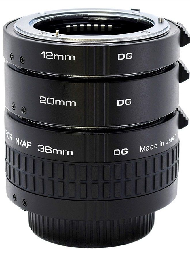 Auto Extension Tube Set DG 12mm, 20mm, and 36mm Tubes for Canon EOS AF Mount