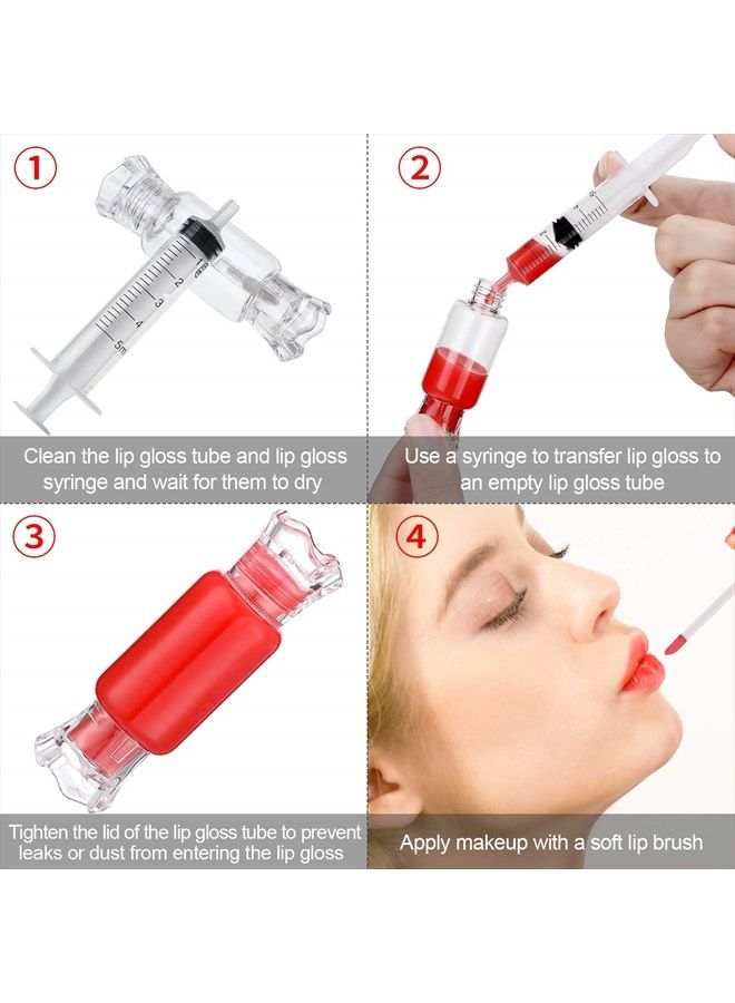 28 Pieces Transparent Empty Lip Gloss Tube Containers, Include 24 Pencil and Candy Shaped Lip Oil Bottles, Ice Cream and Funny Light Bulb Shaped Lip Balm Tube, 4 Plastic Syringe for Women Girls DIY