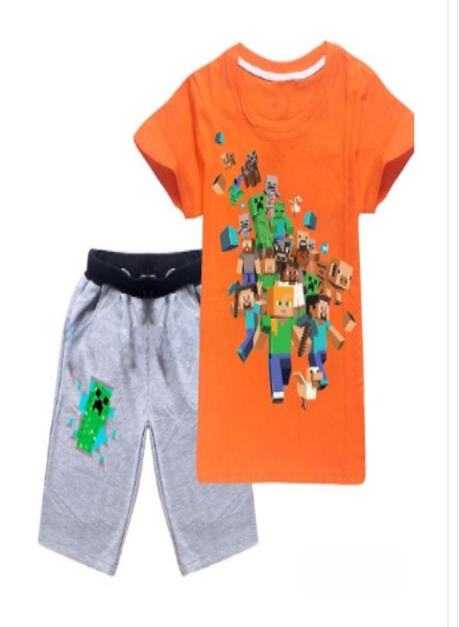 Minecraft set T-shirt and Short For Kids Pink