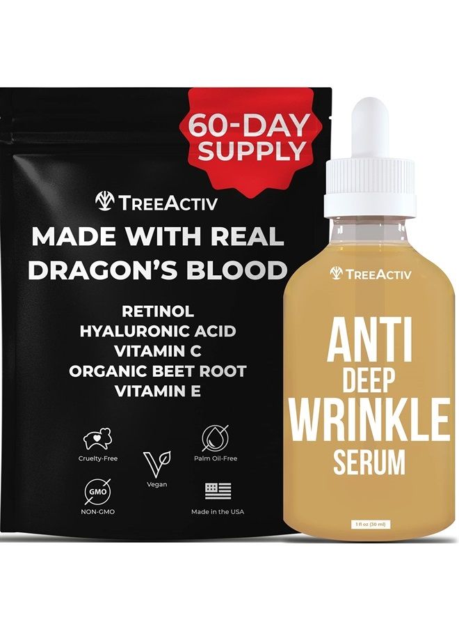Anti Deep Wrinkle Serum, Vitamin C Serum for Face with Hyaluronic Acid, Retinol Serum for Face for Skin Elasticity, Fine Lines, and Dark Spots, Wrinkle Serum, 60-Day Supply