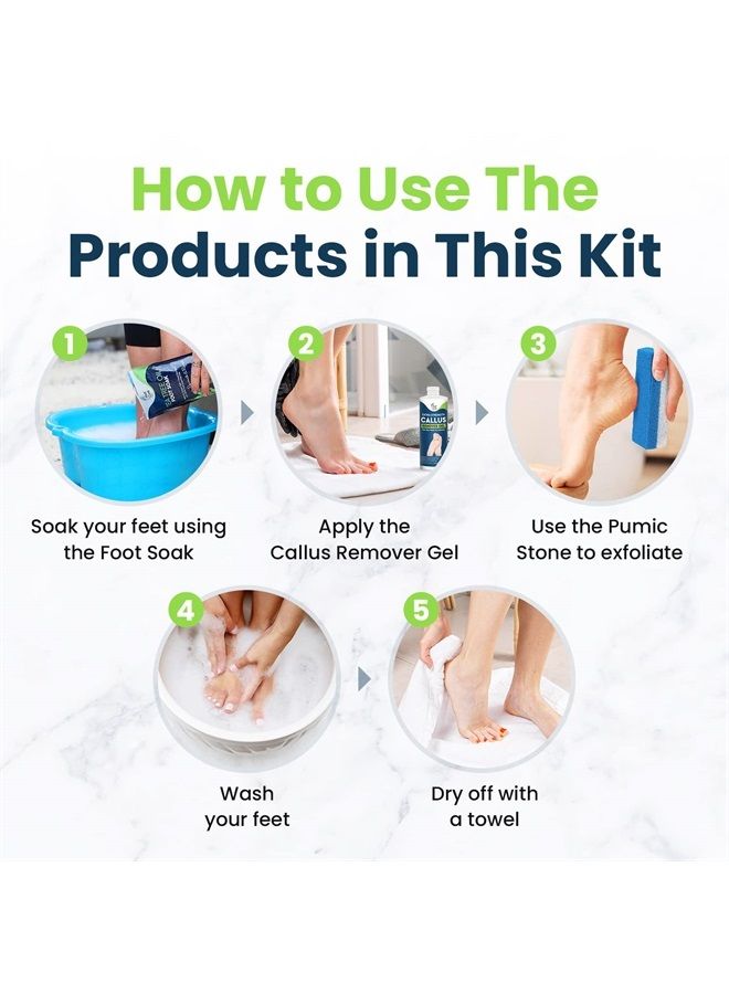 Tea Tree Foot Soak & Callus Remover Gel Kit - Extra Strength Callus Remover Gel & Foot Soak With Epsom Salts For Calluses, Dry Cracked Heels, Toenail - Pedicure for Tired Feet