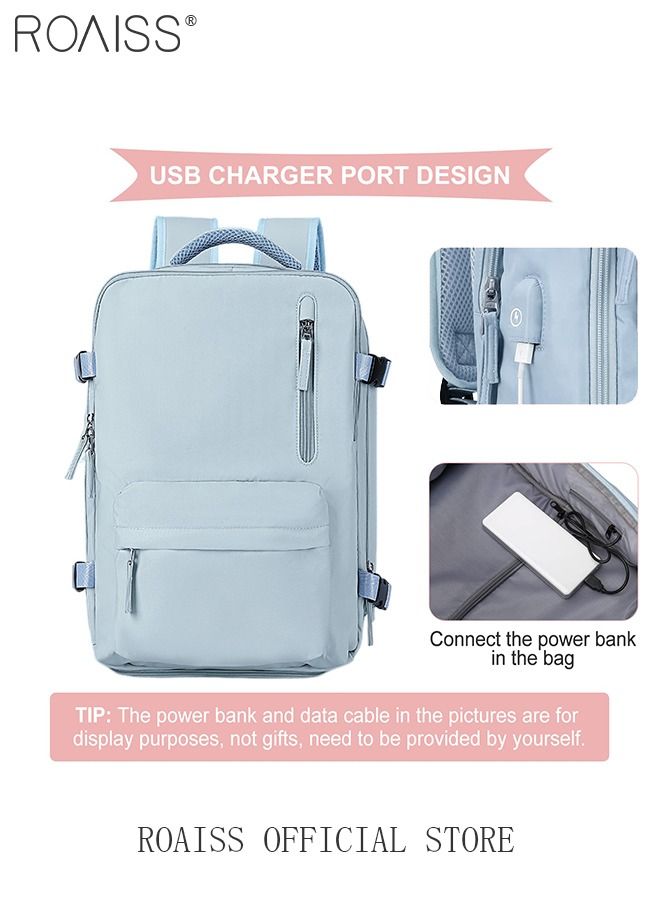 Travel Backpack for Men Women Carry On Backpack with USB Charging Port Shoe Compartment 15.6 Inch Laptop Backpack Flight Approved College School Bag Casual Daypack for Weekender Business Hiking