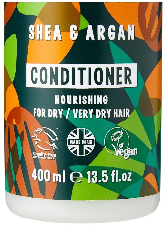 Natural Shea & Argan Conditioner, Nourishing, Vegan & Cruelty Free, Parabens and SLS Free, for Normal to Dry Hair, 400ml
