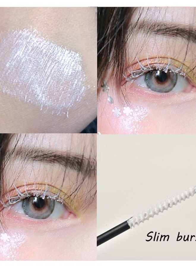 12 Color Mascara Colorful Fiber Mascara Charming Longlasting Mascara, Thick & Long Eyelash Waterproof and Smudge-proof Eyes Makeup (White)