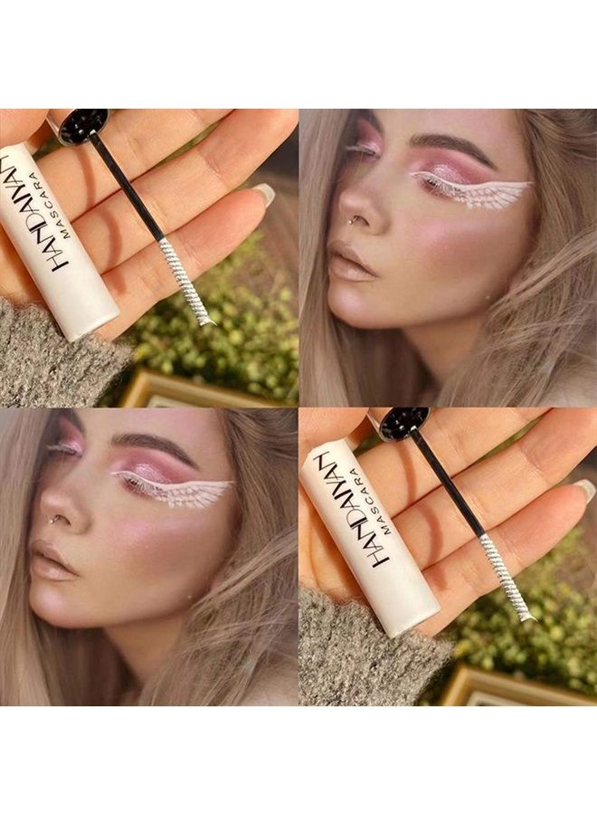 12 Color Mascara Colorful Fiber Mascara Charming Longlasting Mascara, Thick & Long Eyelash Waterproof and Smudge-proof Eyes Makeup (White)