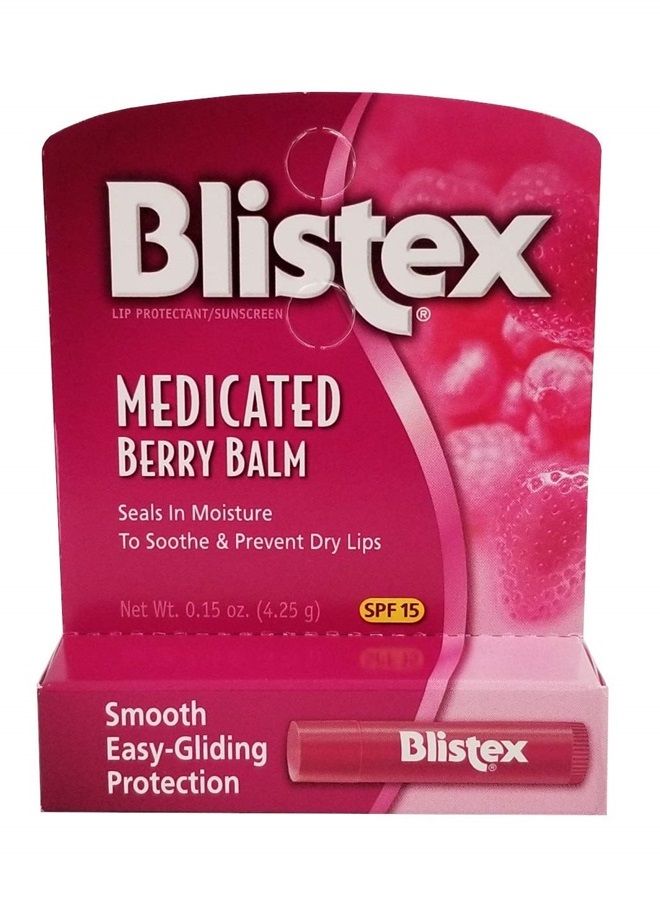 Medicated Lip Balm, SPF 15, Berry.15-Ounce Tubes (12 Pack)