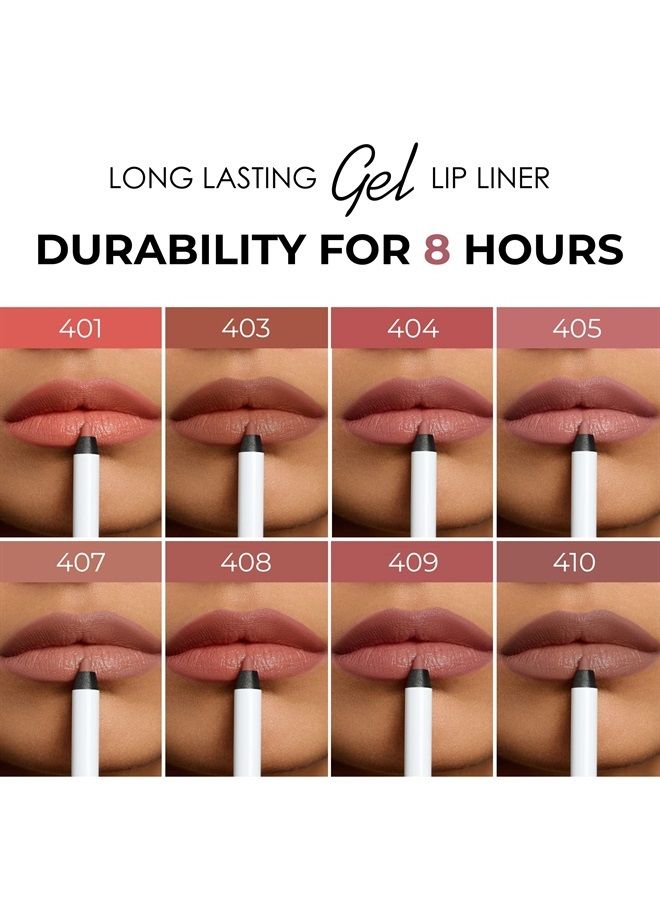 Gel Lip Liner - Sharpenable Pencil - Long-lasting formula - Adds Colour & Texture to the Lips - Waterproof Smudge-Proof Precision & Enriched with Nourishing Ingredients - Cruelty-free - N. 410 (